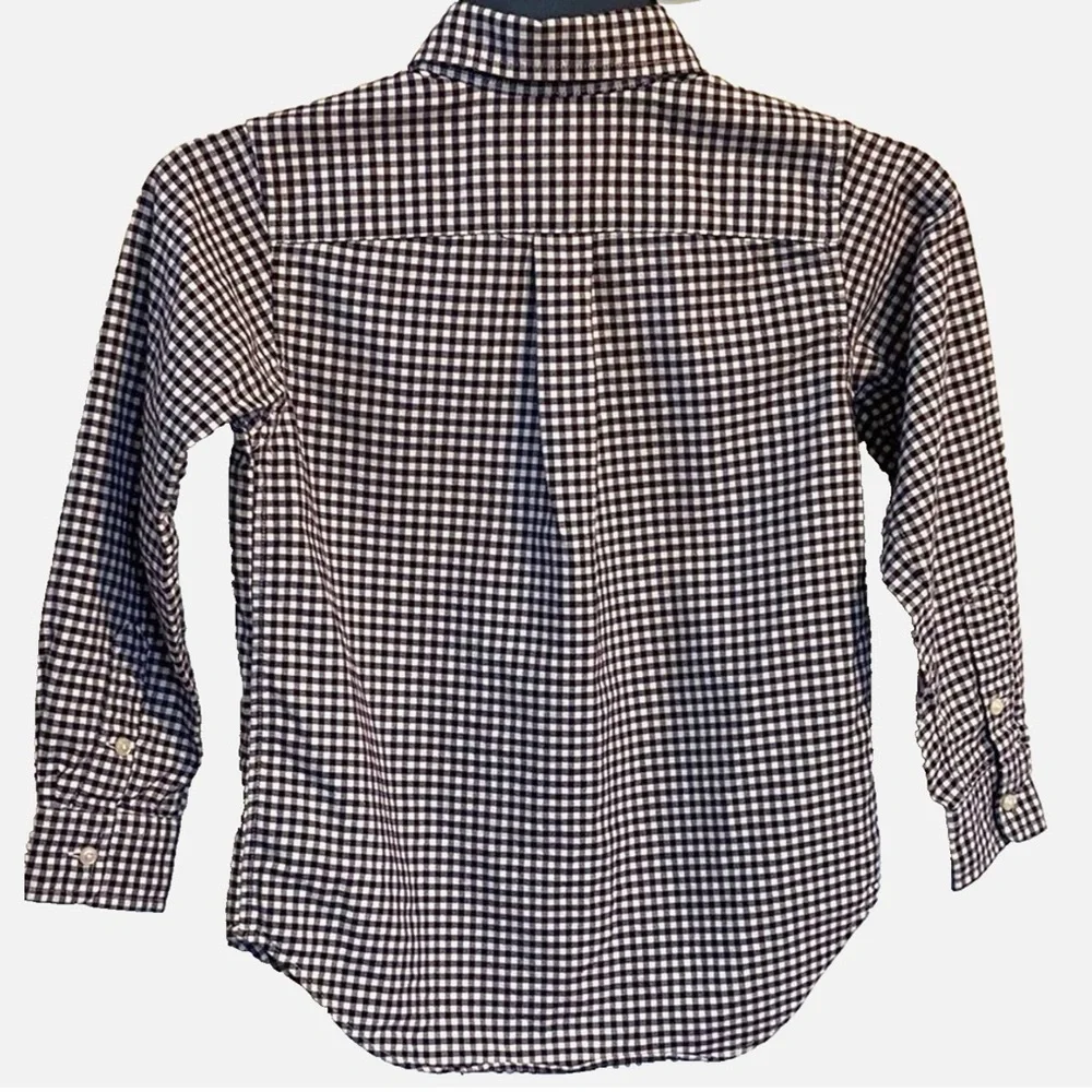 Ralph Lauren Boys Button Down Shirt Size 6 Purple White Gingham Pony Logo